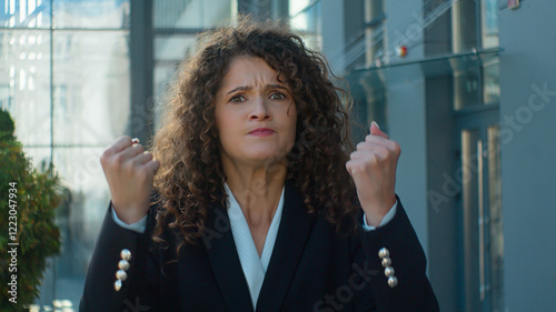 Φωτογραφία Angry mad displeased annoyed Caucasian woman girl female businesswoman feel ange