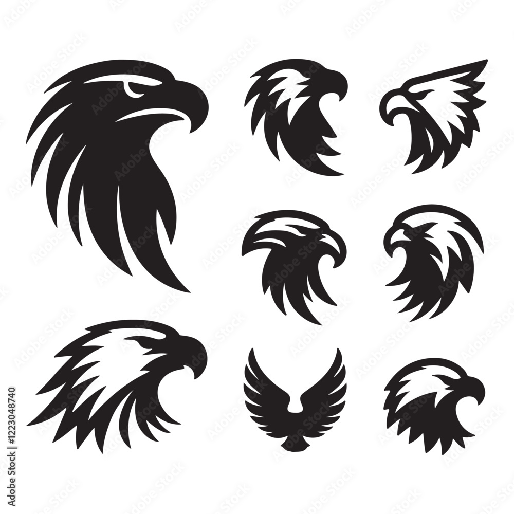 Fototapeta premium Set of Eagle head icon design big pack of illustration