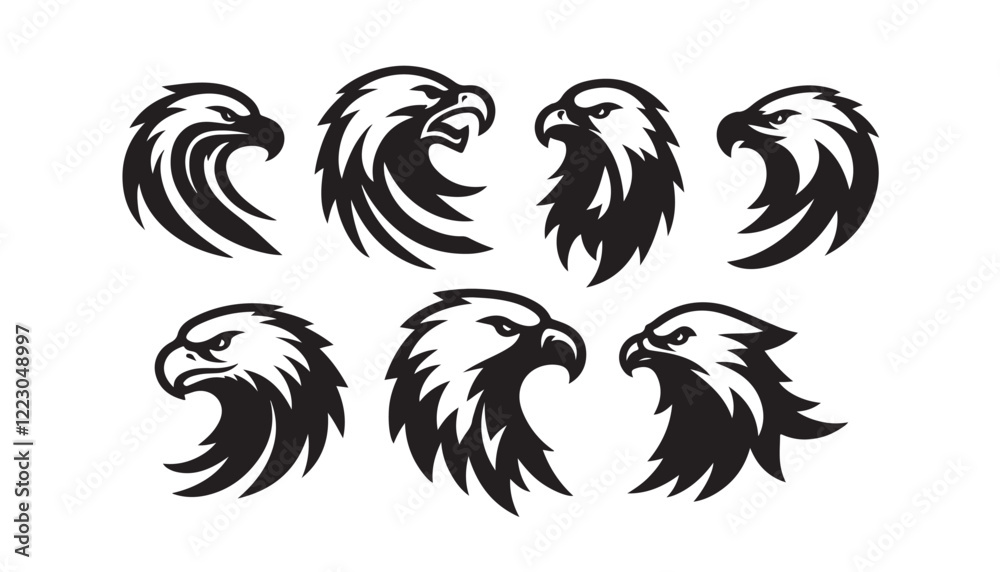 Fototapeta premium Set of Eagle head design big pack of illustration