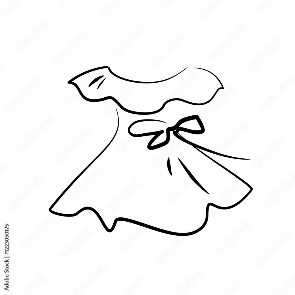 women's cocktail dress, hand drawn isolate. art clothes, wardrobe