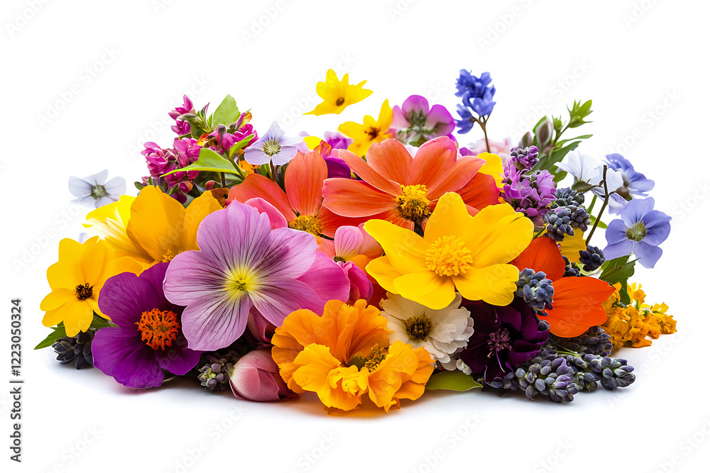 Obraz premium Colorful Spring Flower Arrangement or Bouquet Isolated on White Background