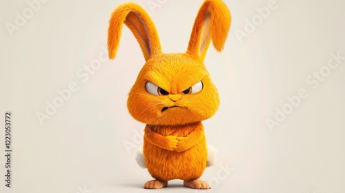 Angry Cartoon Bunny with Orange Fur