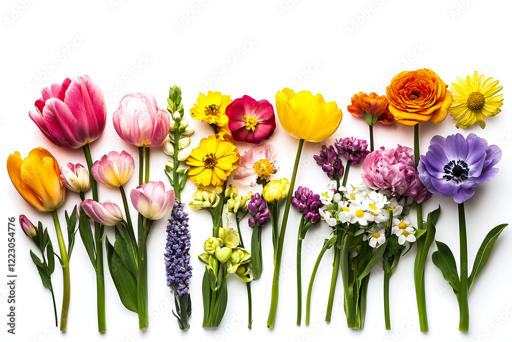 Obraz premium Colorful Spring Flower Arrangement or Bouquet Isolated on White Background