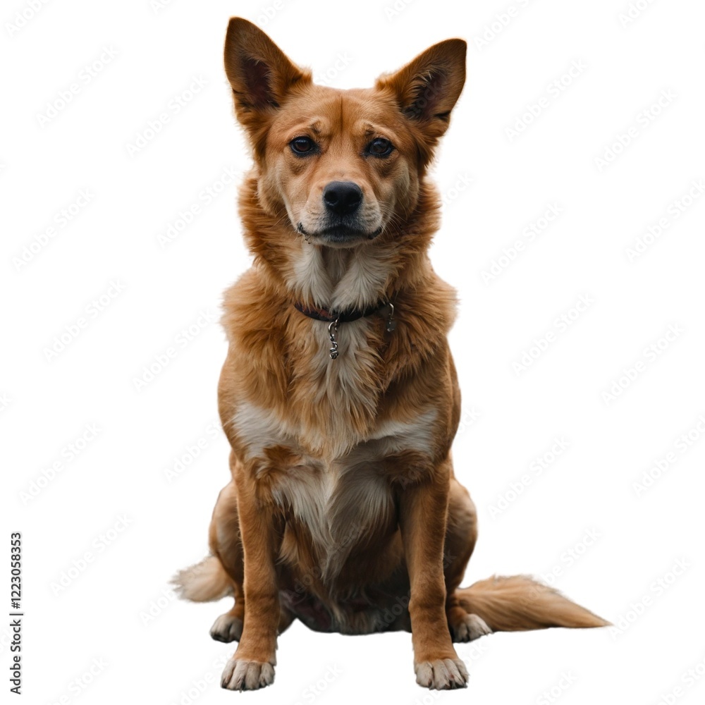 Portrait of a friendly dog sitting, on a transparent background. West Siberian laika dog breed standing against white background, AI Generated. Portrait of a friendly dog sitting, on a transparent background. West Siberian laika dog breed standing against white background, AI Generated.