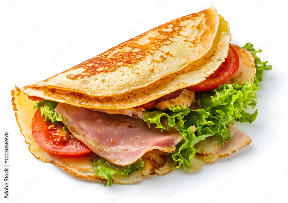 Savory Pancake Wrap with Ham, Lettuce, and Tomato Savory Pancake Wrap with Ham, Lettuce, and Tomato