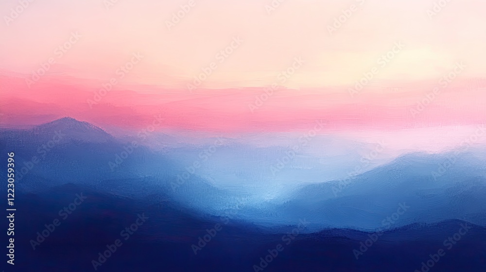 Soft gradient colors blend seamlessly, creating serene mountaino Soft gradient colors blend seamlessly, creating serene mountaino