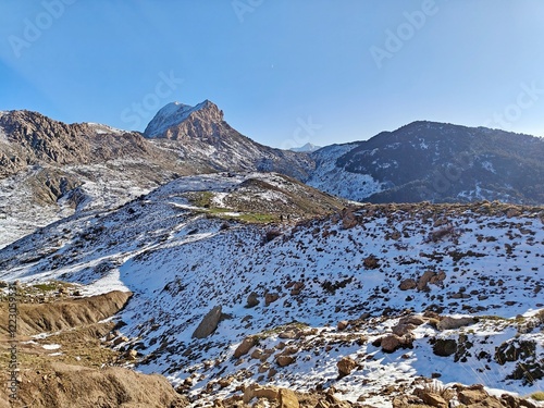 Landscape view from the heights of Djurdjura, tell Atlas with snow-capped mountains. Bouira. Tizi ouzou. Bejaia. Algeria photo