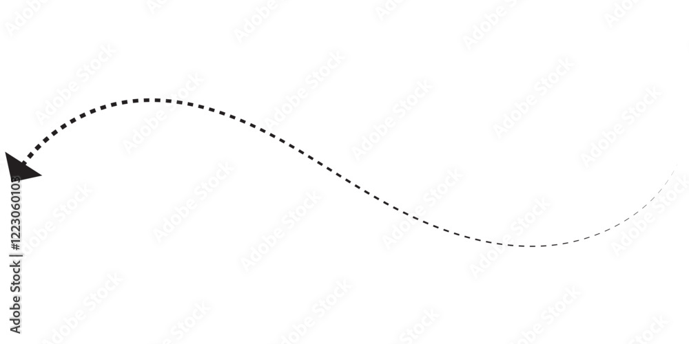 Print Line squiggly dashed, dotted arrow vector icon . 1176 Print Line squiggly dashed, dotted arrow vector icon . 1176