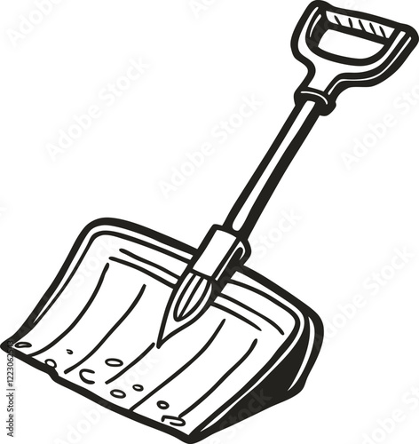 Black and White Snow Shovel Illustration for Winter and Outdoor Activities