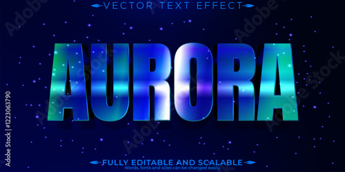 Aurora editable text effect, editable light and shiny text style