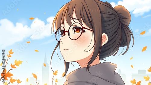 Anime Girl in Autumn