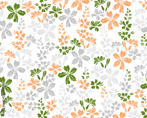 Little meadow forget-me-not flowers seamless pattern vector design. Millefleurs primitive motif. Rustic chic textile print with flower inflorescences. Buttercups bloom summer print.