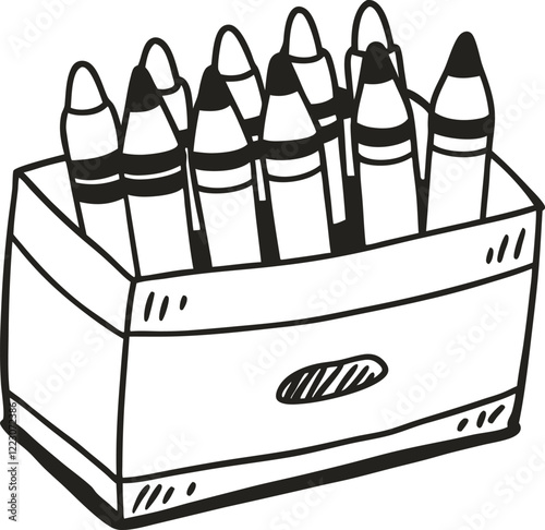 Hand Drawn Box of Crayons Illustration Vector Art for Creative Projects