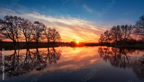 sunset over the river