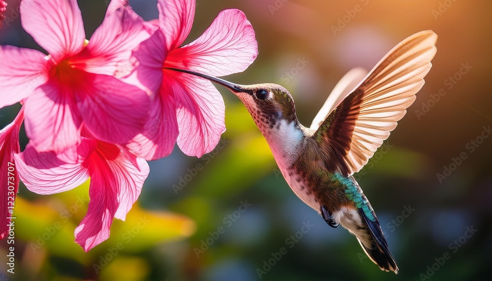 Naklejka premium hummingbird and flower
