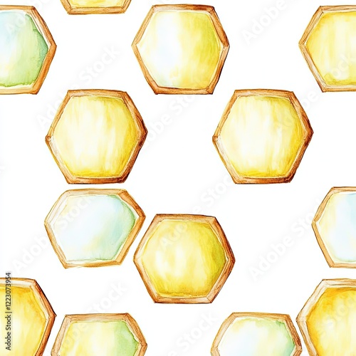 Colorful hexagonal honeycomb pattern on a white background, ideal for design and decoration