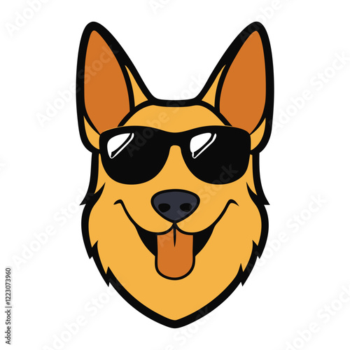 Funny german shepherd dog head vector art
