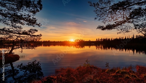 sunset over lake