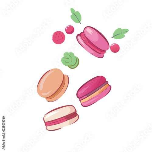 flying-falling-raspberry-and-macarons-isolated-on-.svg