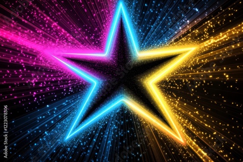Wallpaper Mural Vibrant Star Burst with Colorful Light Effects on Dark Background Torontodigital.ca