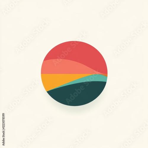 Free Download Abstract circular landscape icon with layered gradients of orange, red, and green tones. - GFXLoad