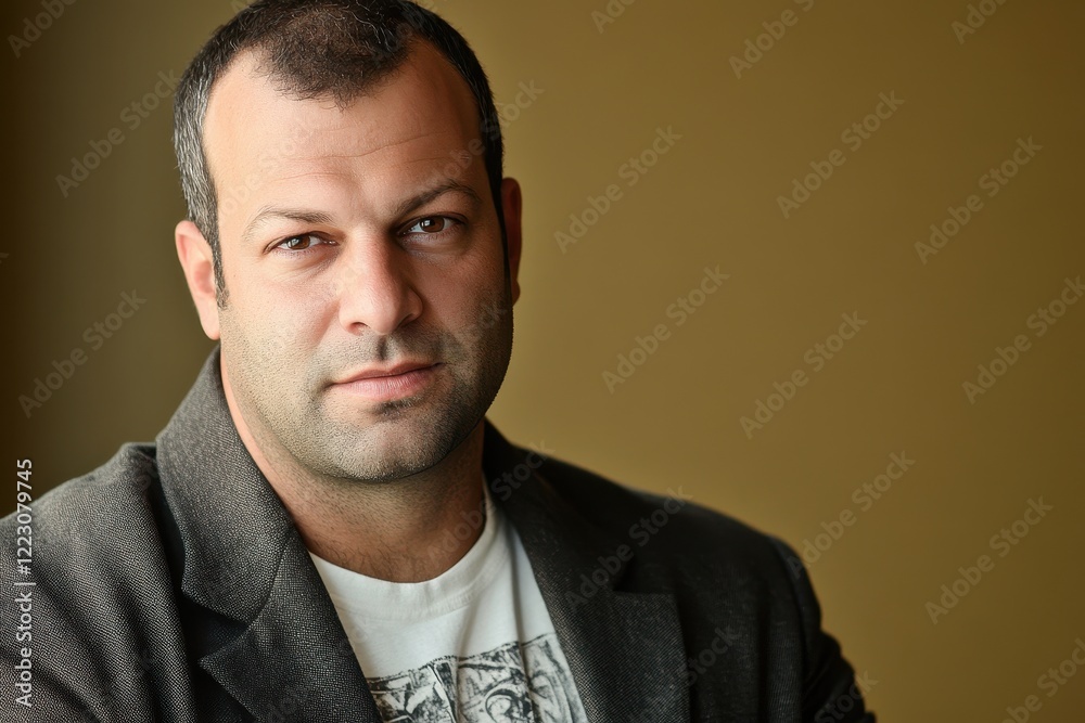 Obraz premium Portrait of a Confident Middle-Aged Man in a Blazer