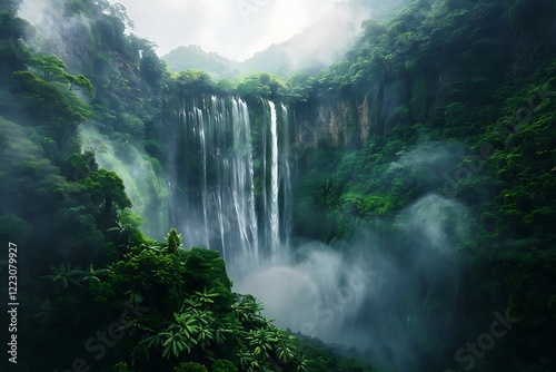 a wonderful waterfall with great flow and greenery around showcasing natural elements and water landscapes