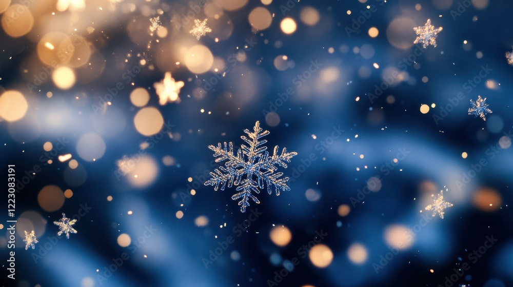 Sparkling snowflakes and glowing bokeh on a magical winter night Sparkling snowflakes and glowing bokeh on a magical winter night