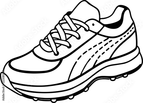Outline Illustration of a Running Shoe for Sports and Fitness Design