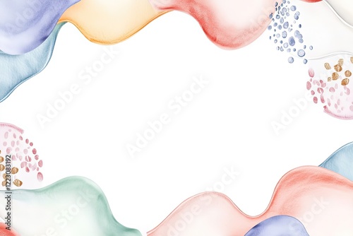 Abstract watercolor frame with soft flowing colors, perfect for invitations or backgrounds