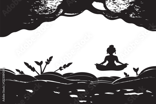 silhouette of yoga person