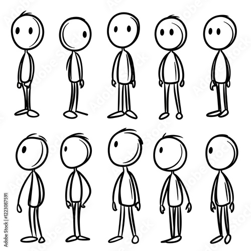 Dynamic stick figures demonstrating various poses for animation reference digital illustration creative environment photo