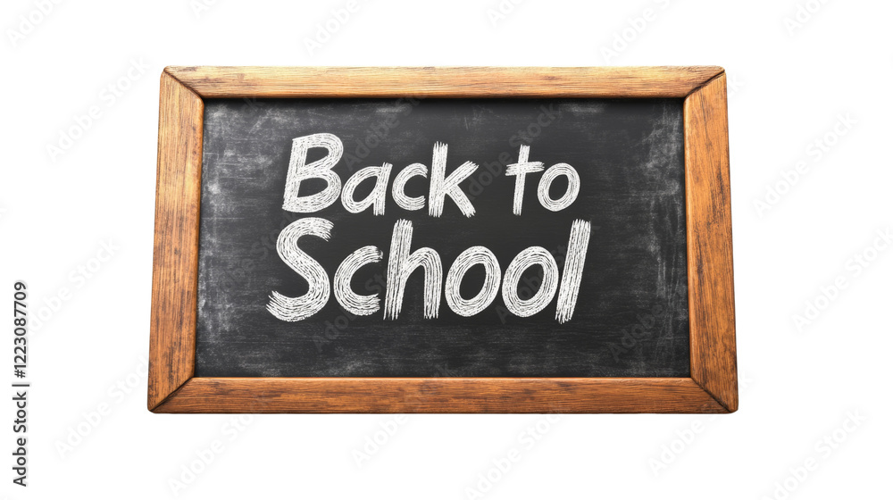 Fototapeta premium A vintage wooden framed chalkboard displays the words Back to School in white chalk.