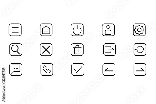 Collection of Minimalist Icons for  web design, user interface UI, infographic, and mobile application apps Communication and Organization