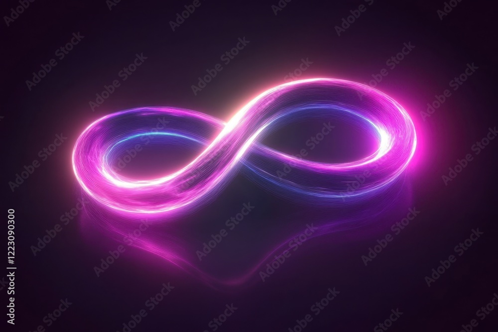 Abstract glowing infinity symbol in vibrant purple and blue hues Abstract glowing infinity symbol in vibrant purple and blue hues