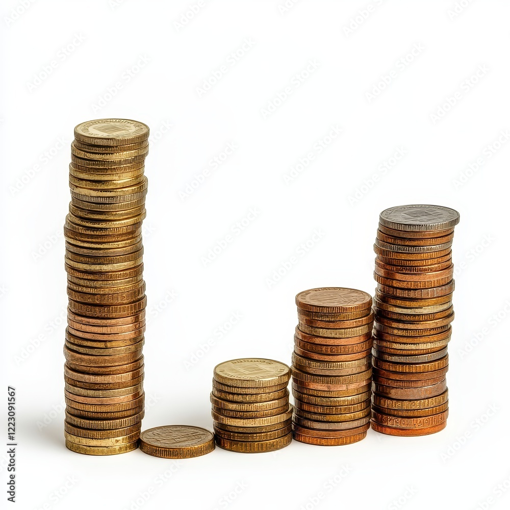 Stacked Coins Showing Financial Growth and Increase Stacked Coins Showing Financial Growth and Increase