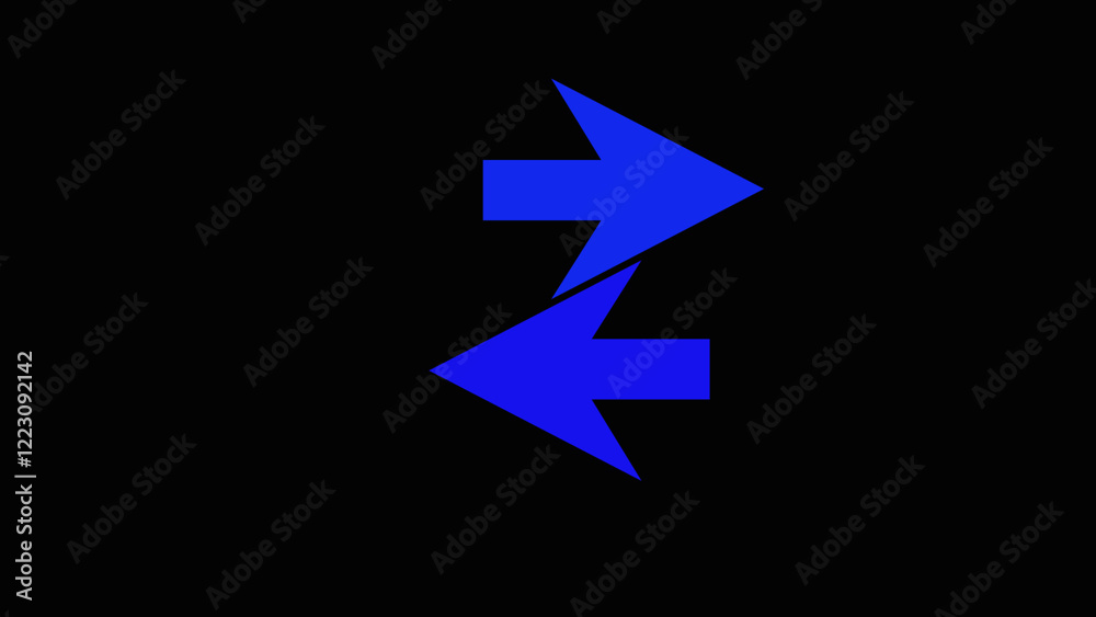Opposite direction blue arrow on a black background .left and right direction arrow icon Opposite direction blue arrow on a black background .left and right direction arrow icon