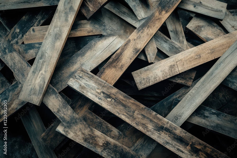 Stylish Abstract Pile of Rustic Wooden Planks in Artistic Pattern Stylish Abstract Pile of Rustic Wooden Planks in Artistic Pattern