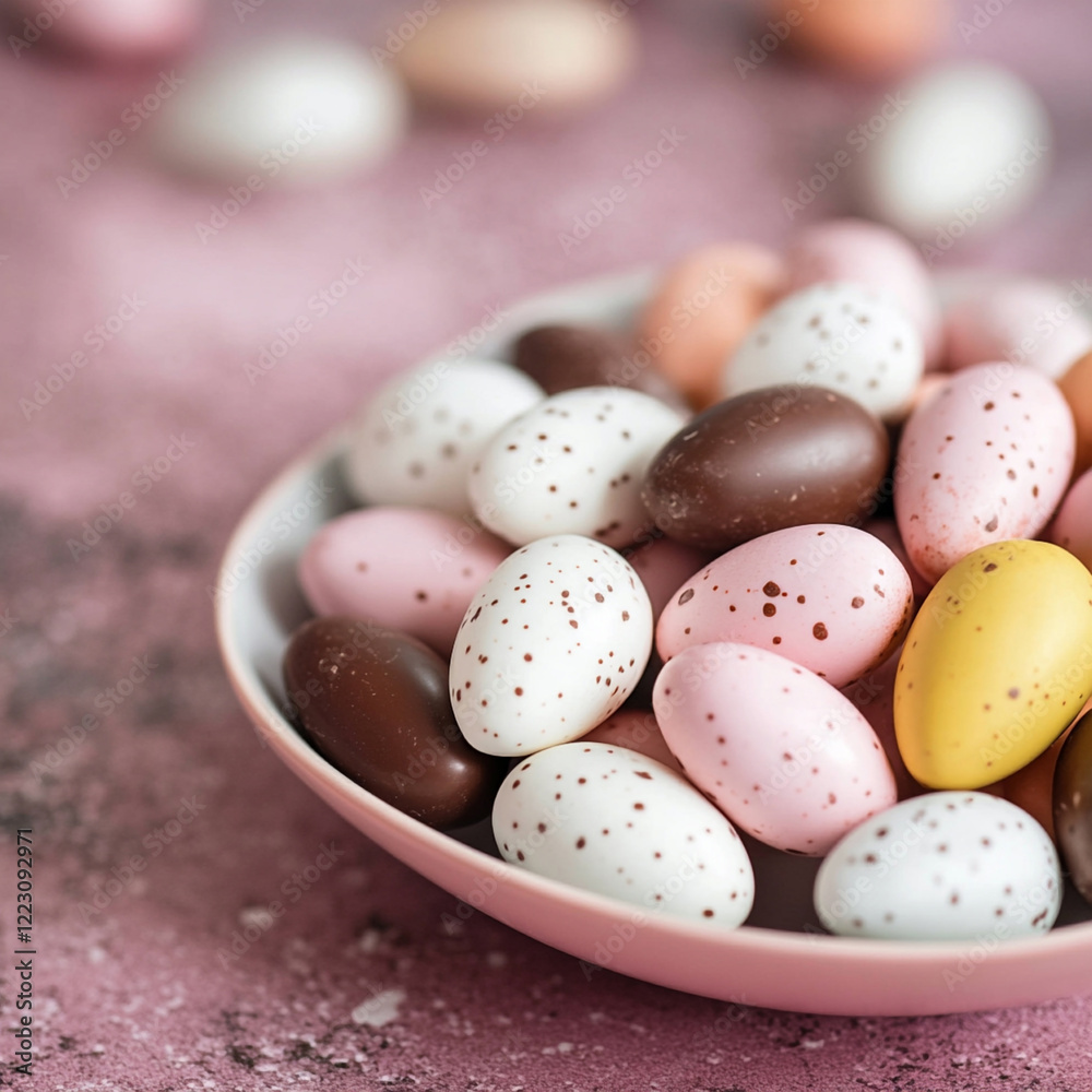 Easter chocolate eggs pastel colors. Easter traditional food. Spring colors. Easter chocolate eggs pastel colors. Easter traditional food. Spring colors.