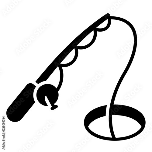 Ice fishing icon with making a hole