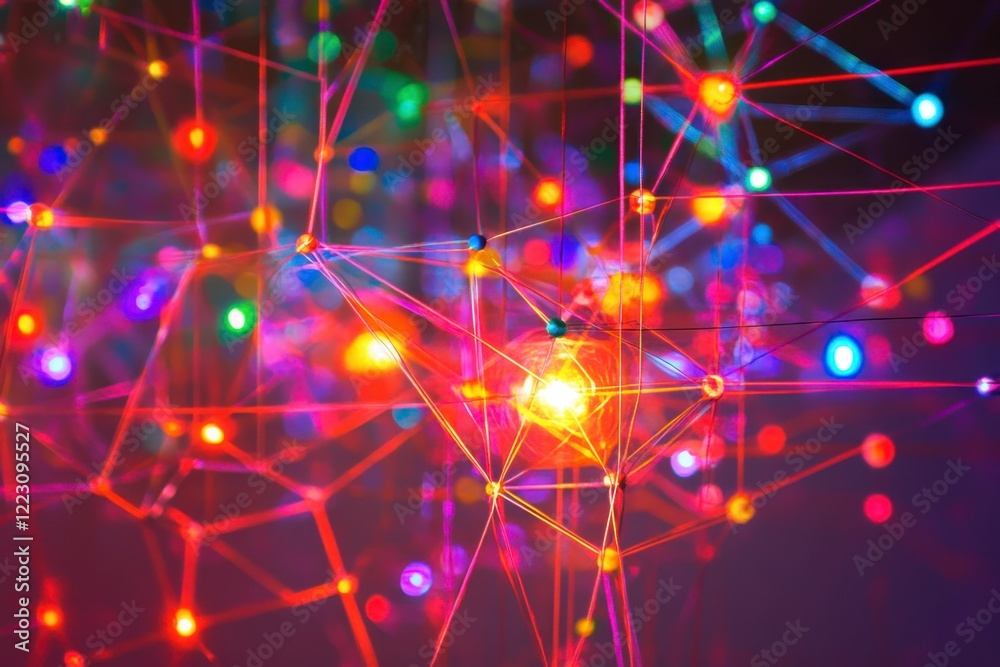 Fototapeta premium Colorful Abstract Light Connections Creating a Vibrant Network Design
