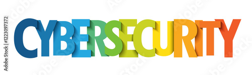 CYBERSECURITY colorful vector typography banner