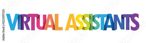VIRTUAL ASSISTANTS colorful vector typography banner