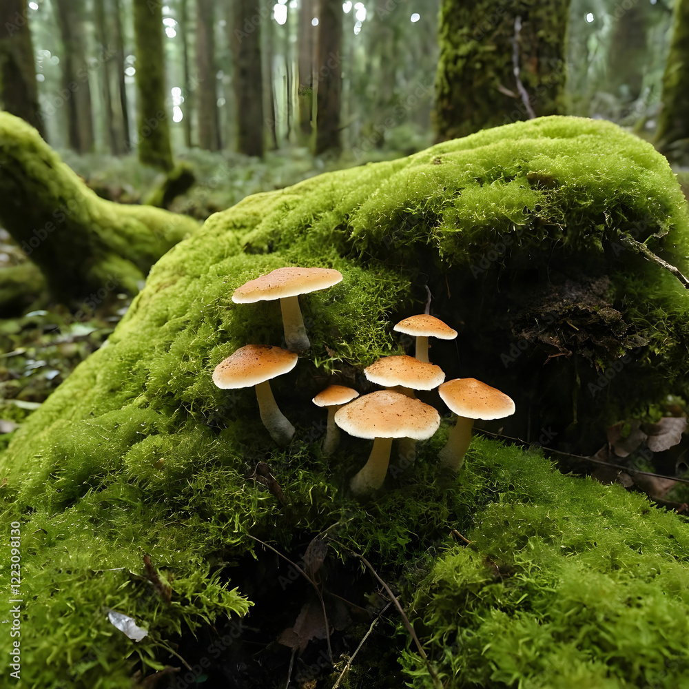 Fototapeta premium Fungus and moss in forest