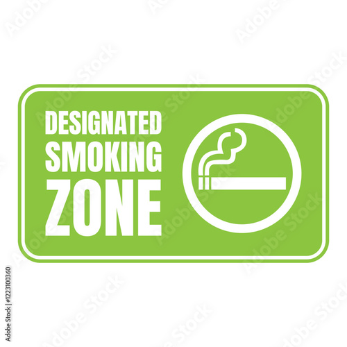 Designated smoking area sign poster, Smoking area here icon, Permitted smoking zone illustration