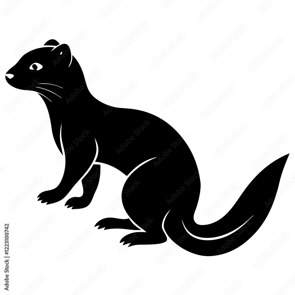 Cute Silhouette of a Weasel line art vector cartoon illustration Cute Silhouette of a Weasel line art vector cartoon illustration