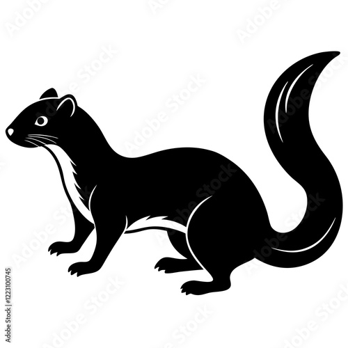 Cute Silhouette of a Weasel line art vector cartoon illustration