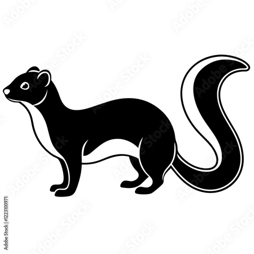 Cute Silhouette of a Weasel line art vector cartoon illustration