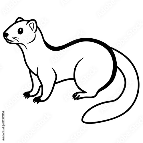Cute Silhouette of a Weasel line art vector cartoon illustration