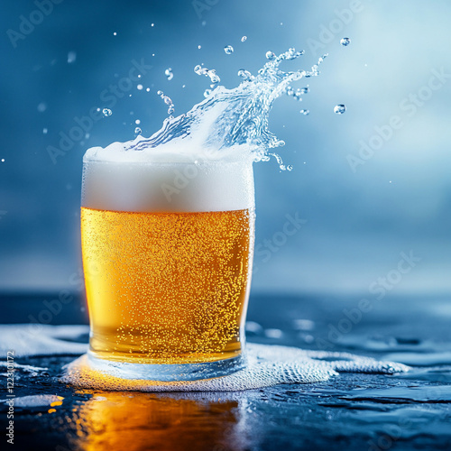 Refreshing beer splash in a glass, capturing the essence of enjoyment and relaxation. photo